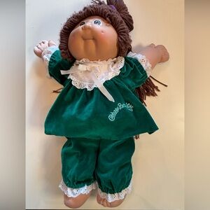 Vintage Cabbage Patch Kid with a Green Velvet Outfit